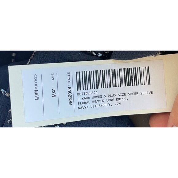 JKara Beaded Plus Size 22W Chiffon Maxi Dress NWT Sheer Mother of the Bride Navy - Picture 12 of 12